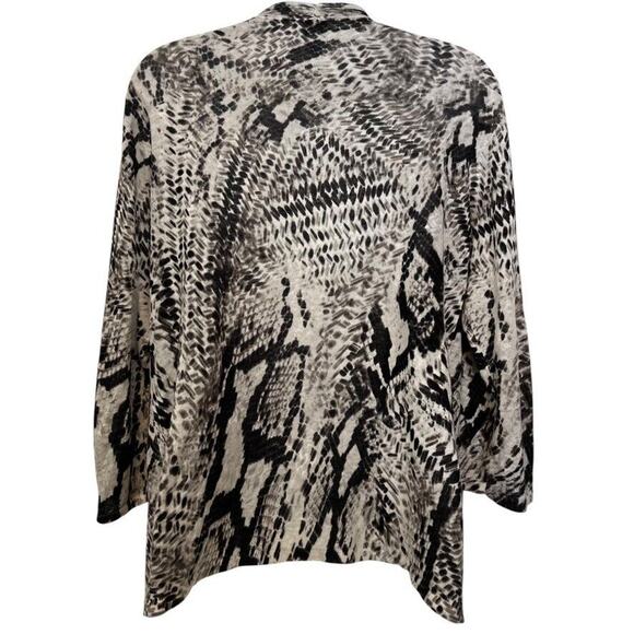 Chicos Womens Linen Cotton Blend Open Cardigan Sweater Snakeskin Knit sz 2 L - Picture 14 of 16
